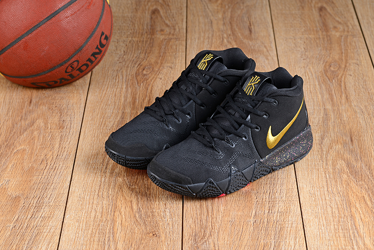 2018 Men Nike Kyrie Irving 4 Black Gold Basketball Shoes